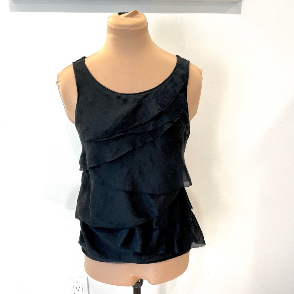 Ann Taylor Loft Sleeveless Sheer Ruffled Tank Top